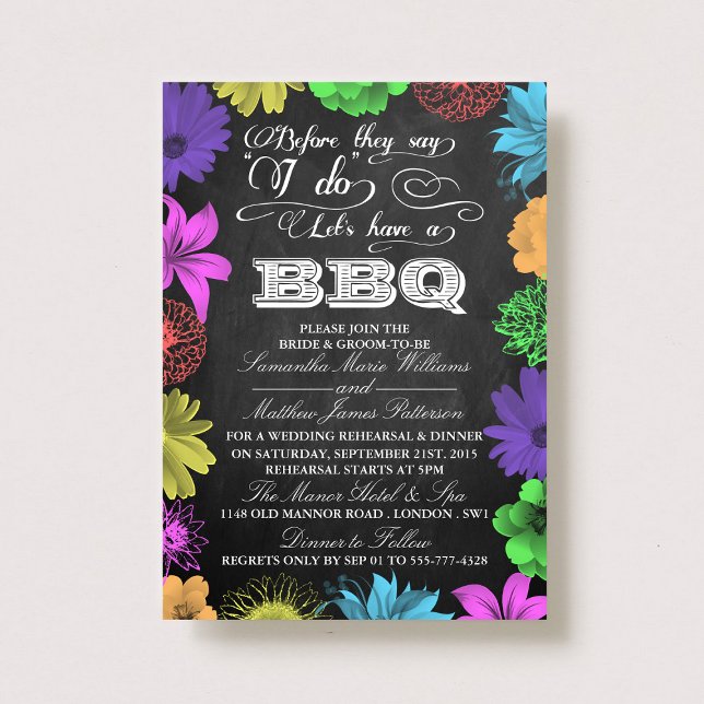 Chalkboard Wedding Shower Rehearsal Barbecue BBQ Invitation (Creator Uploaded)