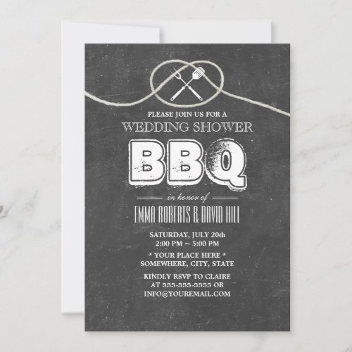 Chalkboard Wedding Shower Tying the Knot BBQ Party Invitation