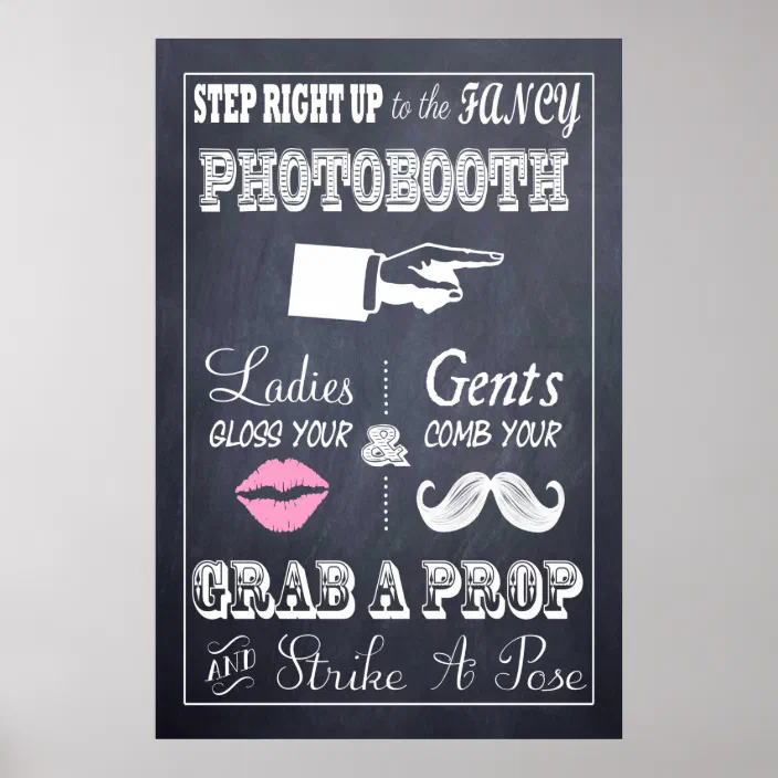Chalkboard Photo Booth Personalised Wedding Sign Poster 
