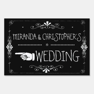 Chalkboard Wedding Sign Left Arrow Personalized