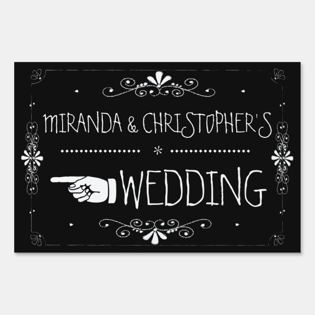Chalkboard Wedding Sign Left Arrow | Personalized (Front)