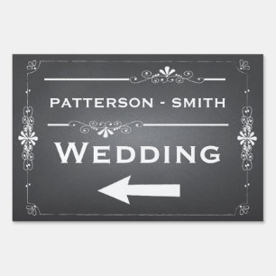 Chalkboard Wedding Sign Left Arrow Personalized