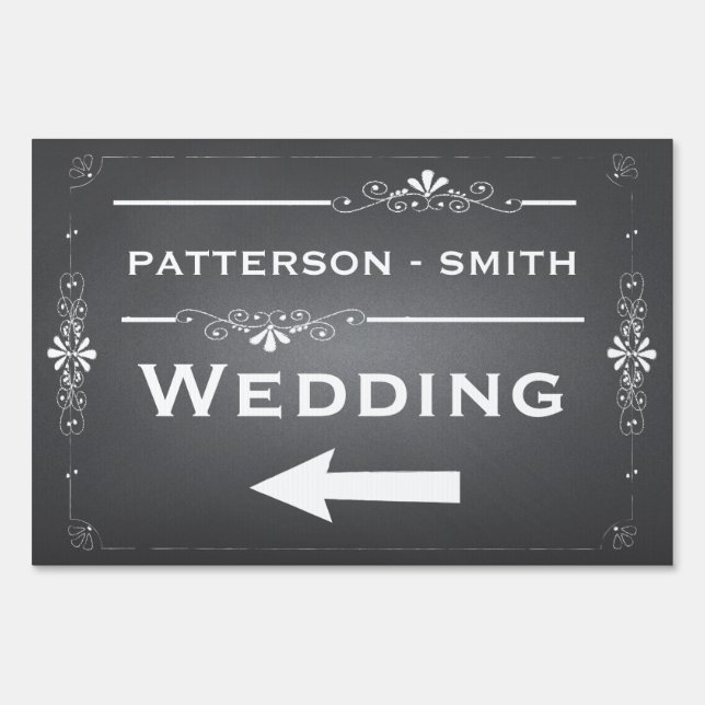 Chalkboard Wedding Sign Left Arrow | Personalized (Front)