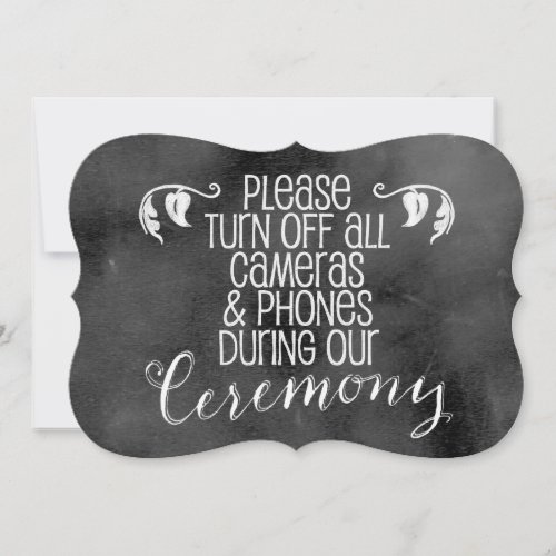 Chalkboard Wedding Sign No Cameras Invitation
