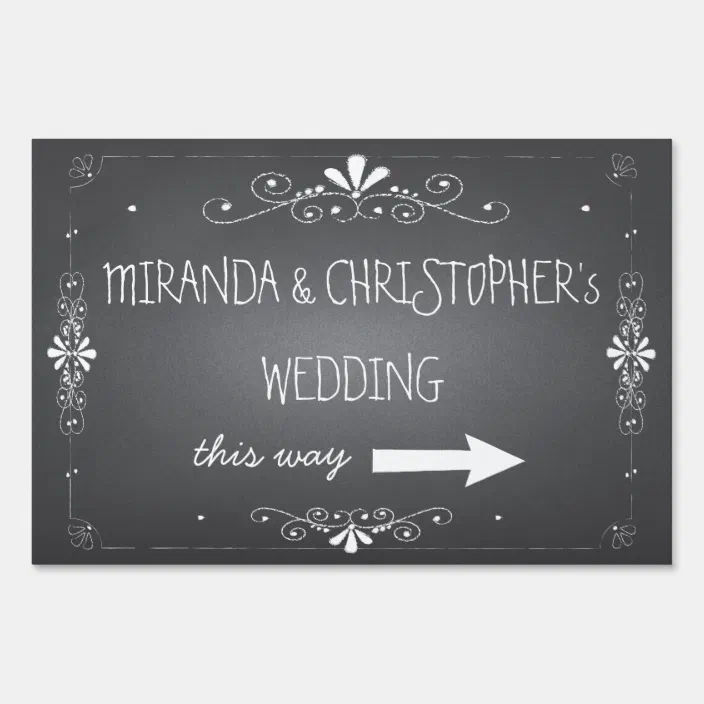 PERSONALISED DIRECTION RIGHT ARROW WEDDING SIGN VINTAGE CHALKBOARD A 