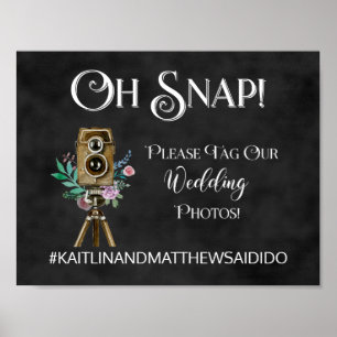 Chalkboard Wedding Sign Photos Hashtag