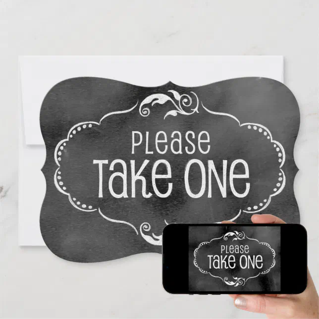 Chalkboard Wedding Sign: Please Take One Invitation | Zazzle