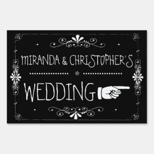 Chalkboard Wedding Sign Right Arrow Personalized