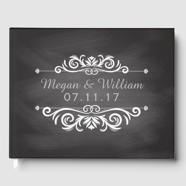 Chalkboard Wedding | Simple Wedding Monogram Guest Book (Front)