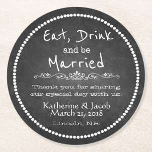 Chalkboard Wedding Thank You Favor Paper Coaster 2