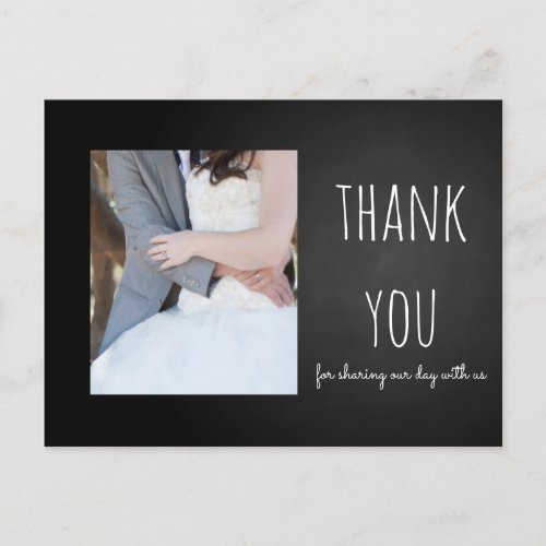 Chalkboard Wedding Thank You Photo Postcard