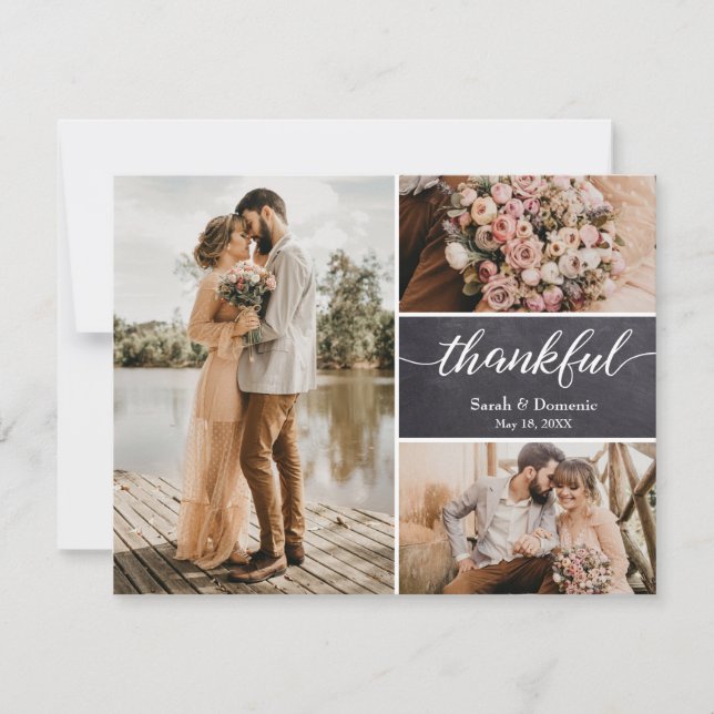 Chalkboard Wedding Thankful Custom Photo Collage (Front)