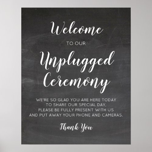 Chalkboard Wedding Unplugged Ceremony Signs