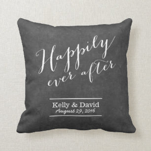 Chalkboard Wedding Vintage Script Throw Pillow