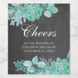 Chalkboard wedding. Watercolor mint succulents Wine Label<br><div class="desc">Chalkboard wine label with watercolor succulents. Good choice for your modern mint wedding. Contact me,  please,  if you need additional items.</div>