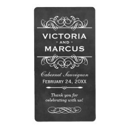 Chalkboard Wedding Wine Bottle Favor Labels