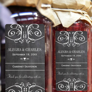 Chalkboard Wedding Wine Label