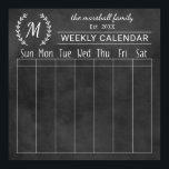 Chalkboard Weekly Family Monogram Calendar Poster<br><div class="desc">Note: this is not an actual chalkboard. It is a poster made to look like one one. Personalize this custom weekly calendar print with your family monogram text, year established, and title. Frame your poster and use chalk pens to fill in your dates and activity information. Write directly on the...</div>