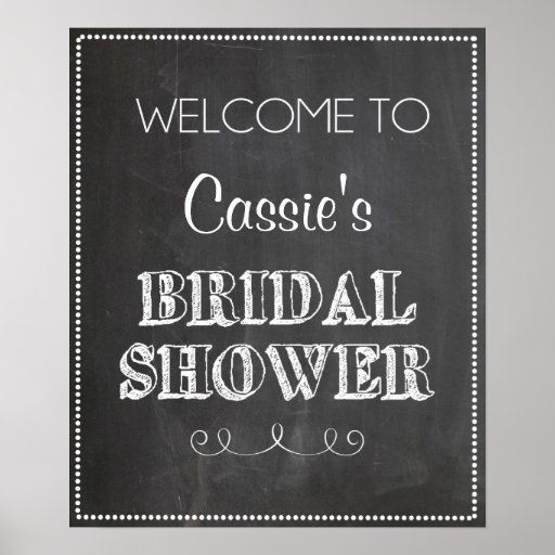 Chalkboard Welcome Bridal Shower Sign Poster | Zazzle