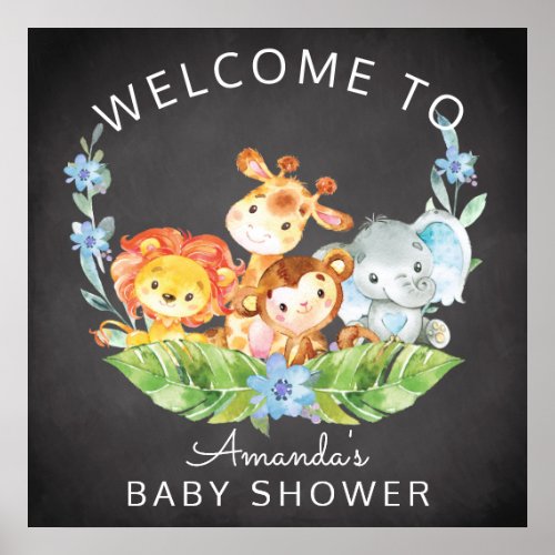 Chalkboard Welcome Safari Jungle Baby Shower Sign