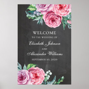 Chalkboard welcome sign print. Boho floral wedding