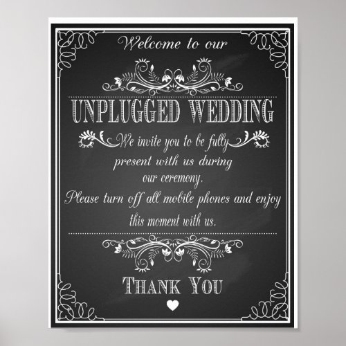 Chalkboard Welcome to our Unplugged wedding print