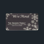 chalkboard "we've moved" Christmas label<br><div class="desc">Add a special detail to your holiday letters! There are many different cards available,  so pick the design and wording you like. Browse the store or search for "portosabbianatalelabel".</div>