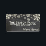 chalkboard "we've moved" Christmas label<br><div class="desc">Add a special detail to your holiday letters! There are many different cards available,  so pick the design and wording you like. Browse the store or search for "portosabbianatalelabel".</div>