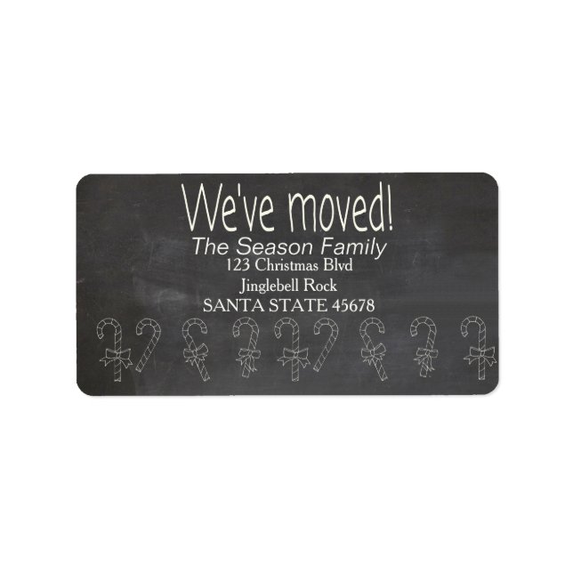 chalkboard "we've moved" Christmas label (Front)