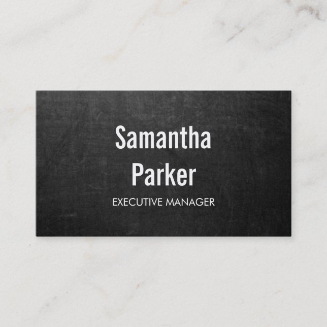 Chalkboard White Contemporary Executive Manager Business Card (Front)