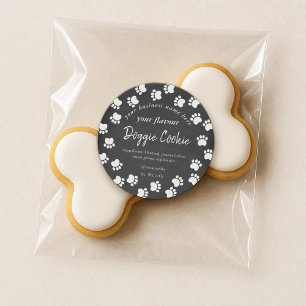Chalkboard, white dog paws doggie cookie classic round sticker