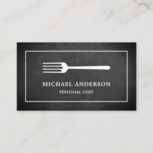 Chalkboard White Kitchen Fork Personal Chef Business Card