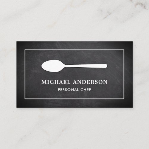 Chalkboard White Kitchen Spoon Personal Chef Business Card