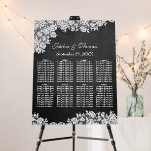 Chalkboard & White Lace Wedding Seating Chart Foam Board