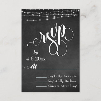 Chalkboard, White Lights & Script, RSVP