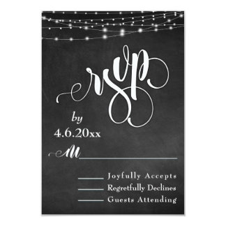 Chalkboard, White Lights & Script, RSVP Card