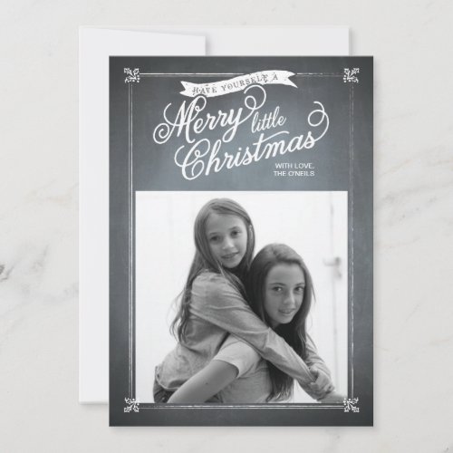 Chalkboard White Mistletoe Holiday Photo Card