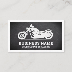 Chalkboard White Motorbike Motorcycle Mechanic Business Card