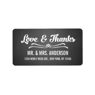 Chalkboard White Script Wedding Thank You Label
