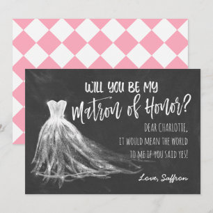 Chalkboard Will You Be My Matron of Honor Invitation