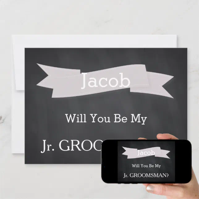 Chalkboard Will You Be Our Jr. Groomsman Invitation | Zazzle