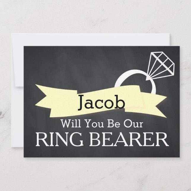 Chalkboard Will You Be Our Ring Bearer Invitation (Front)
