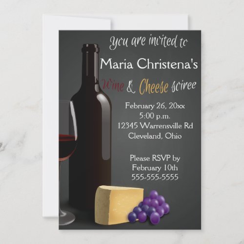 Chalkboard Wine And Cheese Soiree Invitation