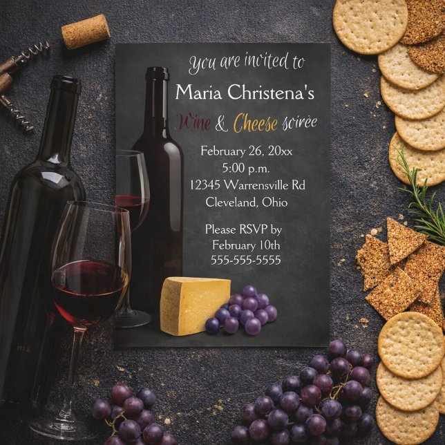 Chalkboard Wine And Cheese Soiree Invitation (Creator Uploaded)