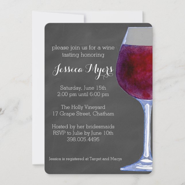 Chalkboard Wine Party Invitation II (Front)