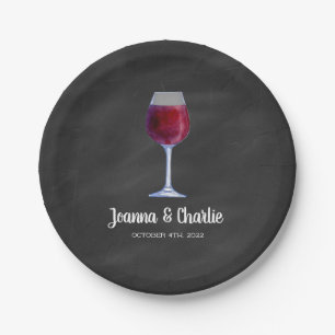 Chalkboard Wine Personalized Paper Plates
