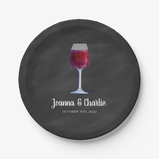 Chalkboard Wine Personalized Paper Plates (Front)