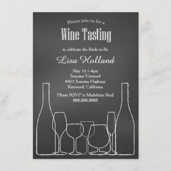 Chalkboard Wine Tasting Bridal Wedding Shower Invitation by bridalwedding at Zazzle