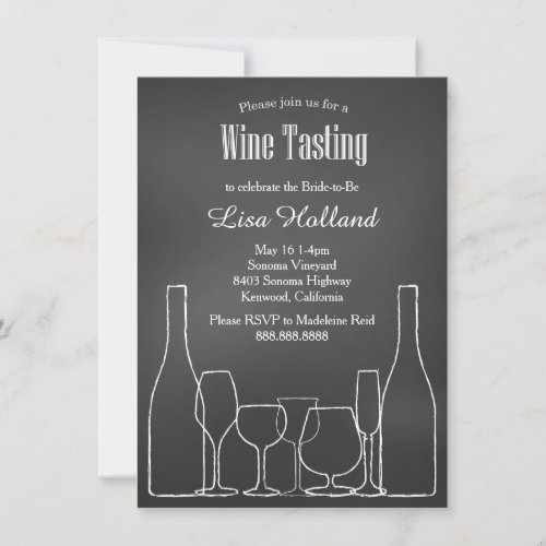 Chalkboard Wine Tasting Bridal Wedding Shower Invitation