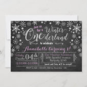 Chalkboard Winter ONEderland Birthday Invitation (Front)